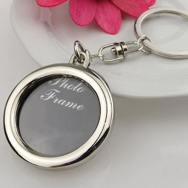 BluelansBluelans Creative Mini Heart Square Round Oval Shape Insert Photo Frame Picture Frame Metal Photo Picture Holder with Keychain Keyring Round