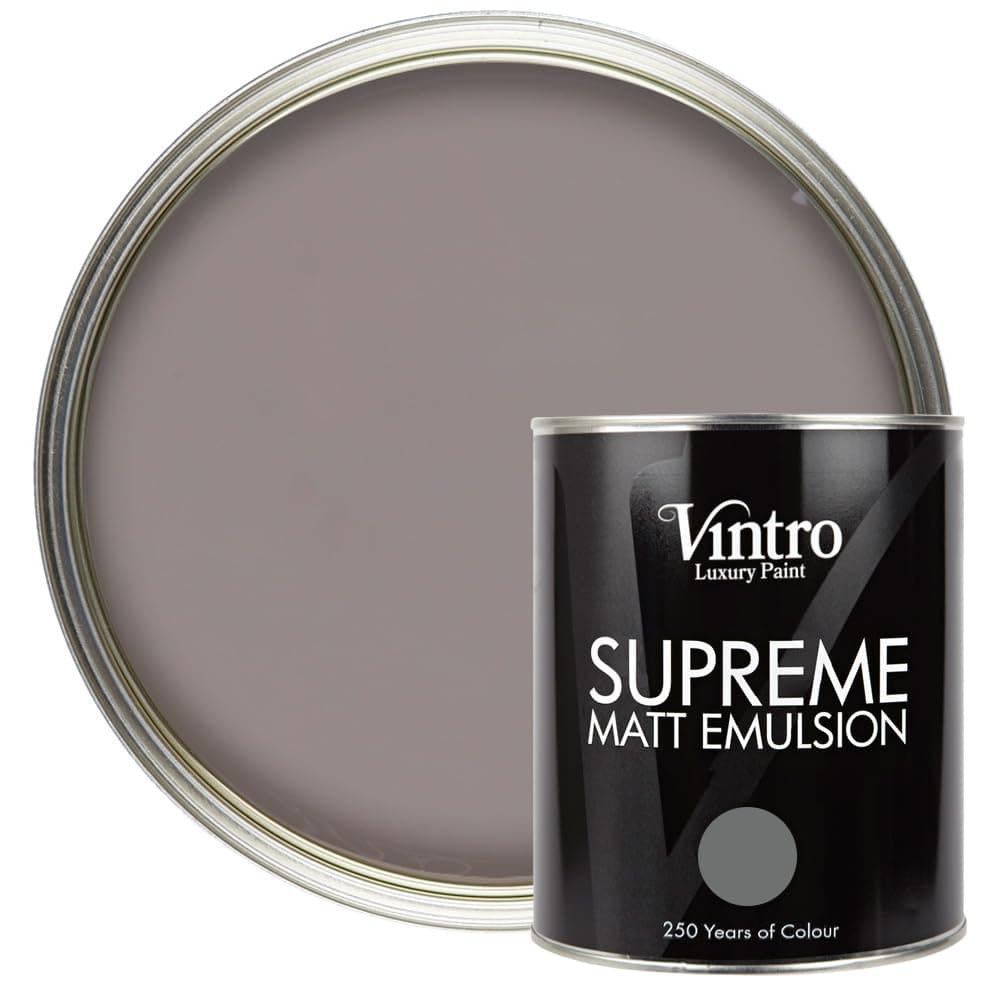 Vintro Paint | Luxury Matt Emulsion | Smooth Chalky Finish | Multi Surface | for Walls, Ceilings, Wood and Metal (Dark Grey) 1L