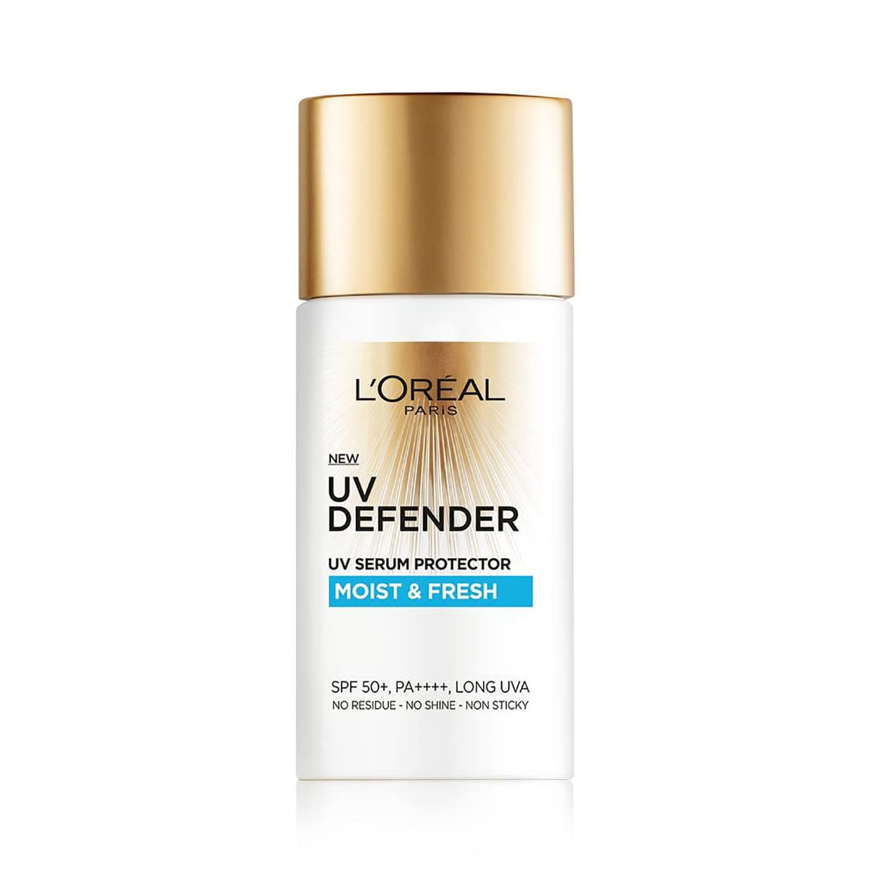 L'Oréal Paris Sunscreen, Non-Greasy, Hydrating Sunscreen With Hyaluronic Acid, UVA & UVB Protection, With SPF 50 PA+++, Moist & Fresh, UV Defender Serum Protector, 50 ml
