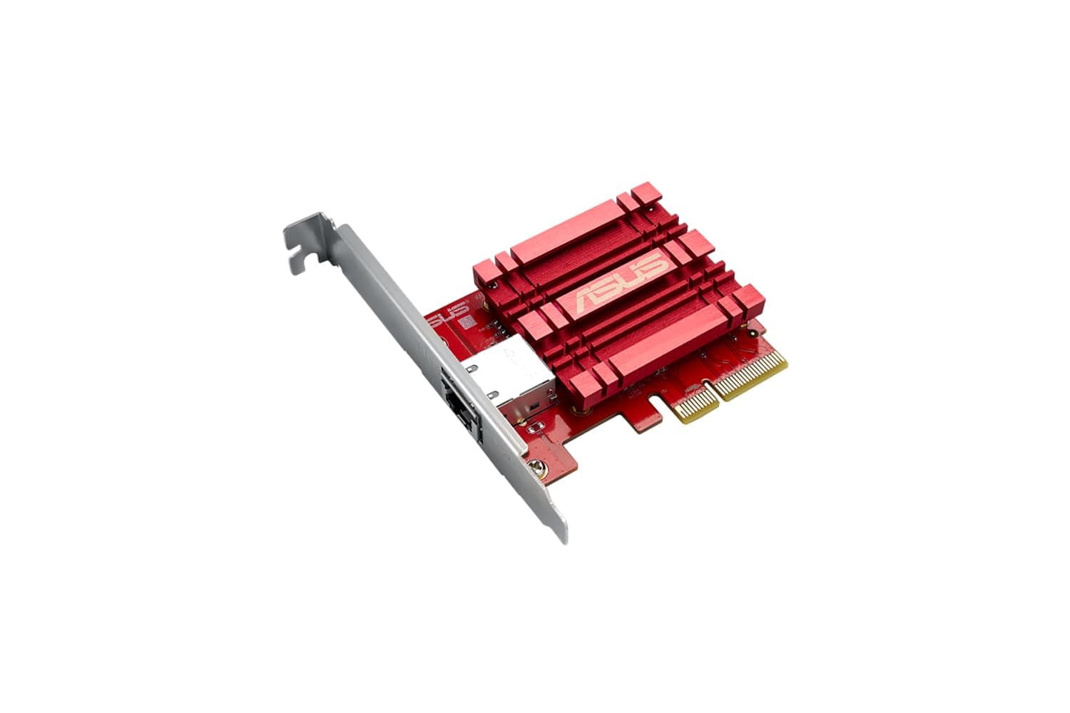 XG-C100C - Backward compatible 10GBase-T PCIe Network Adapter with 5/2.5/1G and 100Mbps standards, one RJ45 port and integrated QoS Red/Silver
