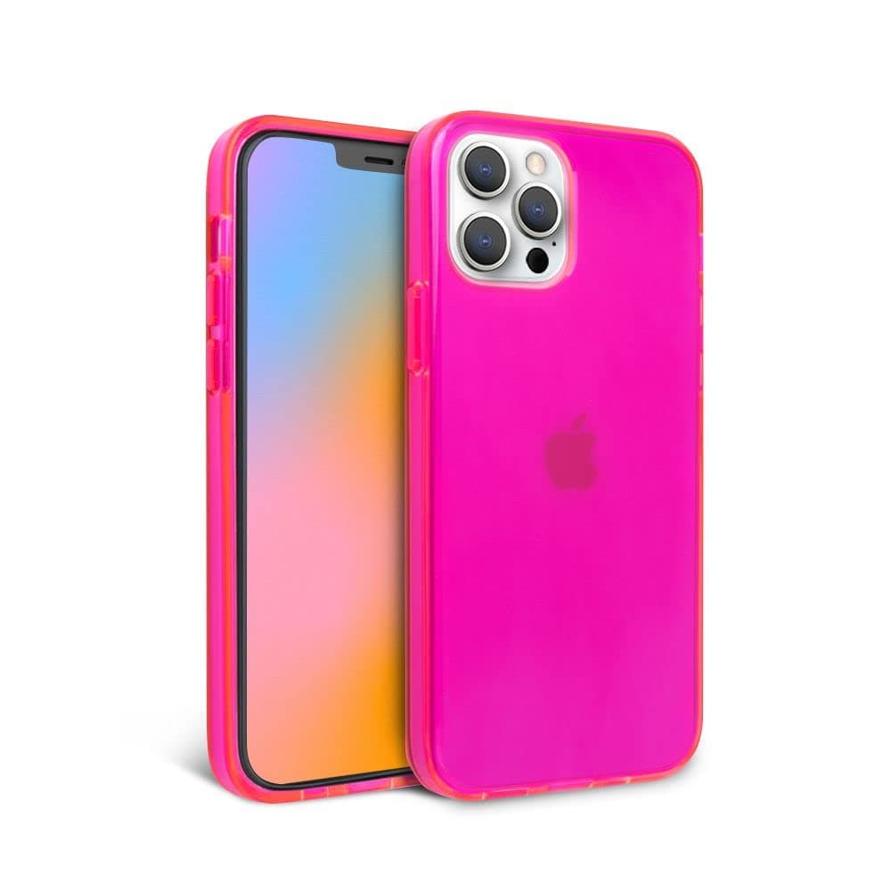 FELONY CASEiPhone 14 Pro Max Neon Pink Clear Protective Case, TPU and Polycarbonate Shock-Absorbing Bright Cover - Crack Proof with a Gloss Finish - Full iPhone Protection