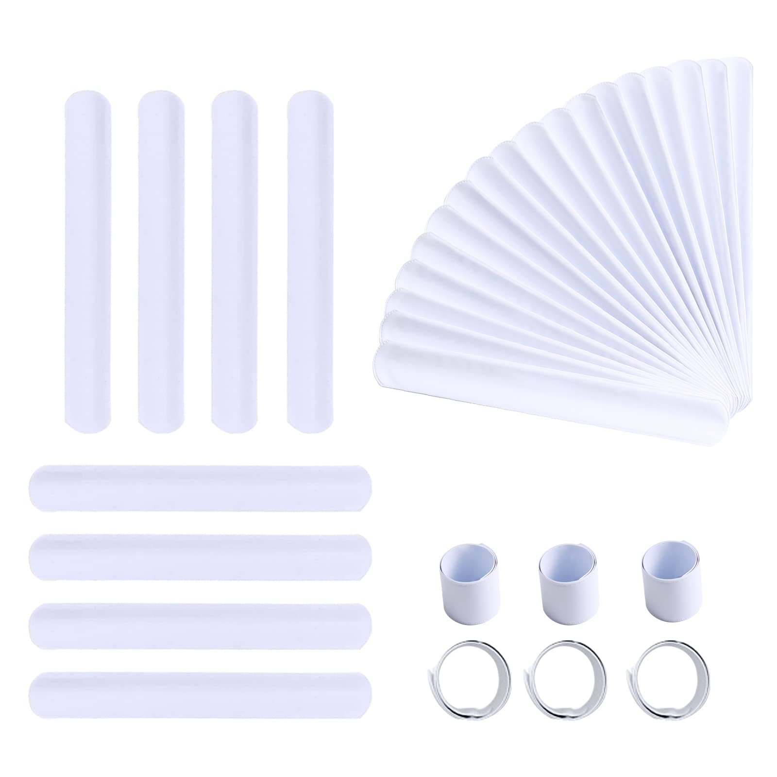 Umikk 110 Pack White Slap Bracelets Bulk, 8.7 x 1.2 Inch DIY Slap Bracelet for Kids, Blank Slap Bands for School Craft Projects, Birthday, Halloween, Christmas, DIY Painting, Vinyl Wrapping