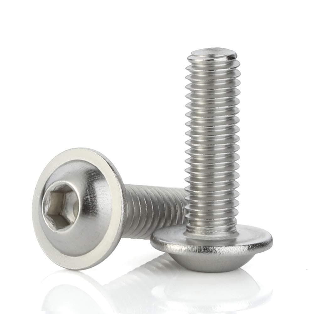M4-0.7 x 12 mm Flanged Button Head Socket Cap Screws, Stainless Steel 18-8, Bright Finish, Full Thread, Allen Socket Drive, Pack of 100
