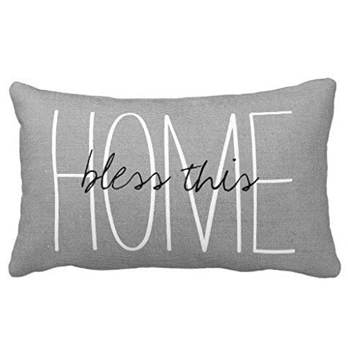 Standard Pillowcase Home Decorative Cushion Case Rustic Gray Bless This Home Pillow Cover 12x18 Inches