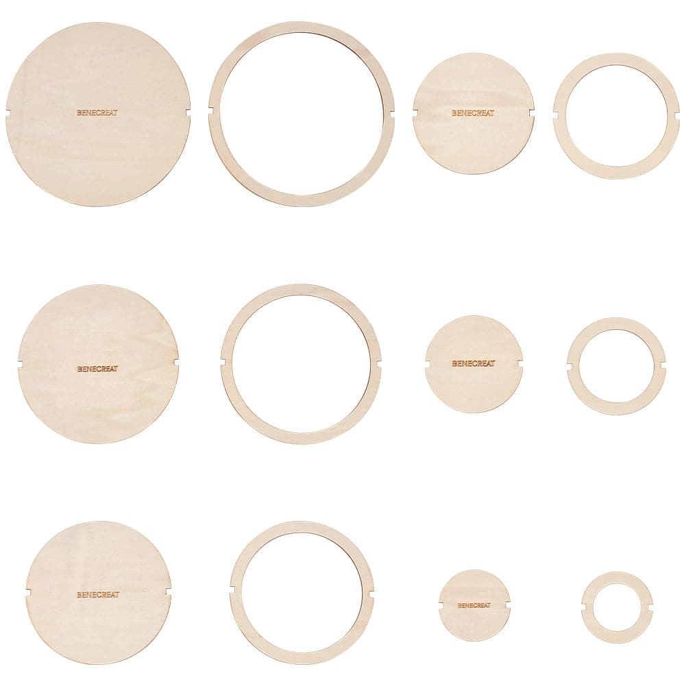 BENECREAT12Pcs Round Macrame Cutting s Wood Macrame Ring Cutting Template Macrame Round Wall Hanging Tool for DIY Crafts Making