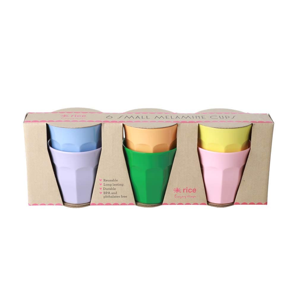 Rice Melamine Cup in Assorted Let's Summer Colours - Small - 6 Pieces - in Giftbox
