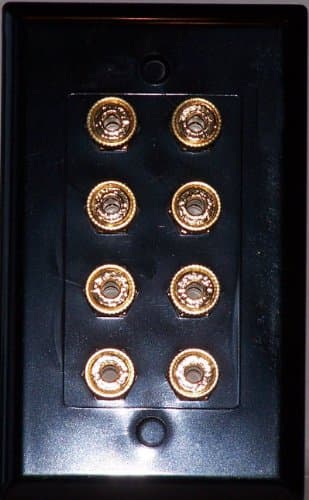 Black Speaker Wall Plate 8 Post for 4 Speakers - Media Room Series