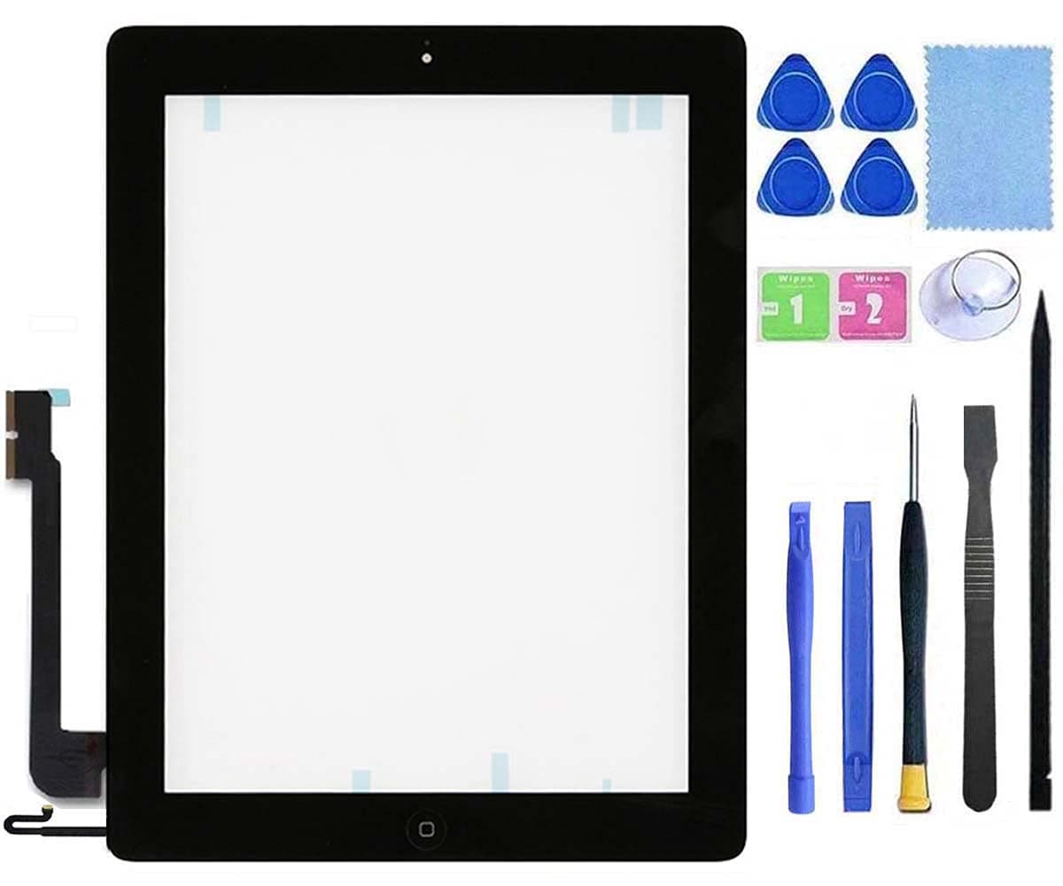 for iPad 4 Screen Replacement Touch Digitizer Glass,for iPad 4th Generation 1458 A1459 A1460 Repair Kits Includes Bezel Frame with Tools.