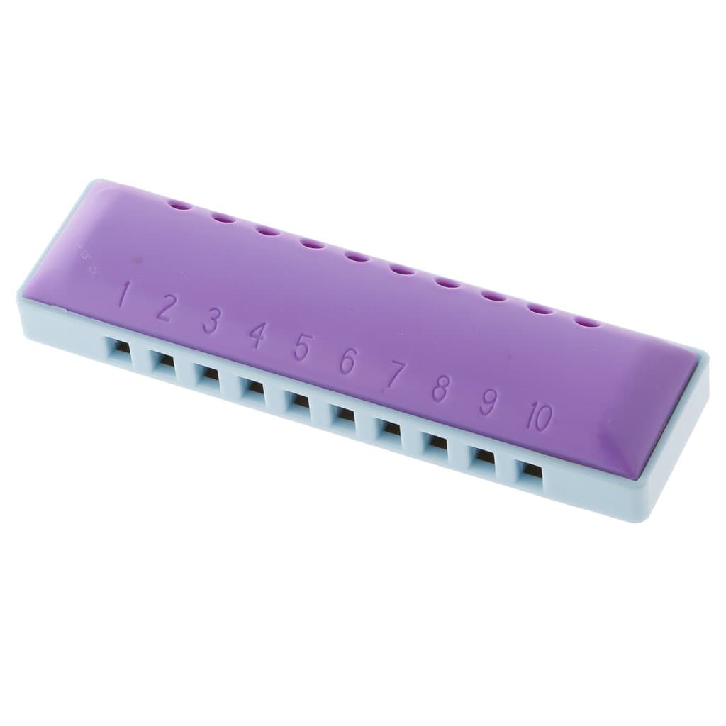 Generic 10 Holes Plastic Harmonica Mouth Organ with Case Kids Musical Toy Gifts - purple