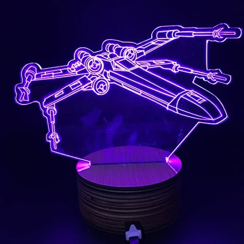 Star Wars ! Slow-moving X-Wing Fighter Color Changing Light 3D Laser Engraved Lamp
