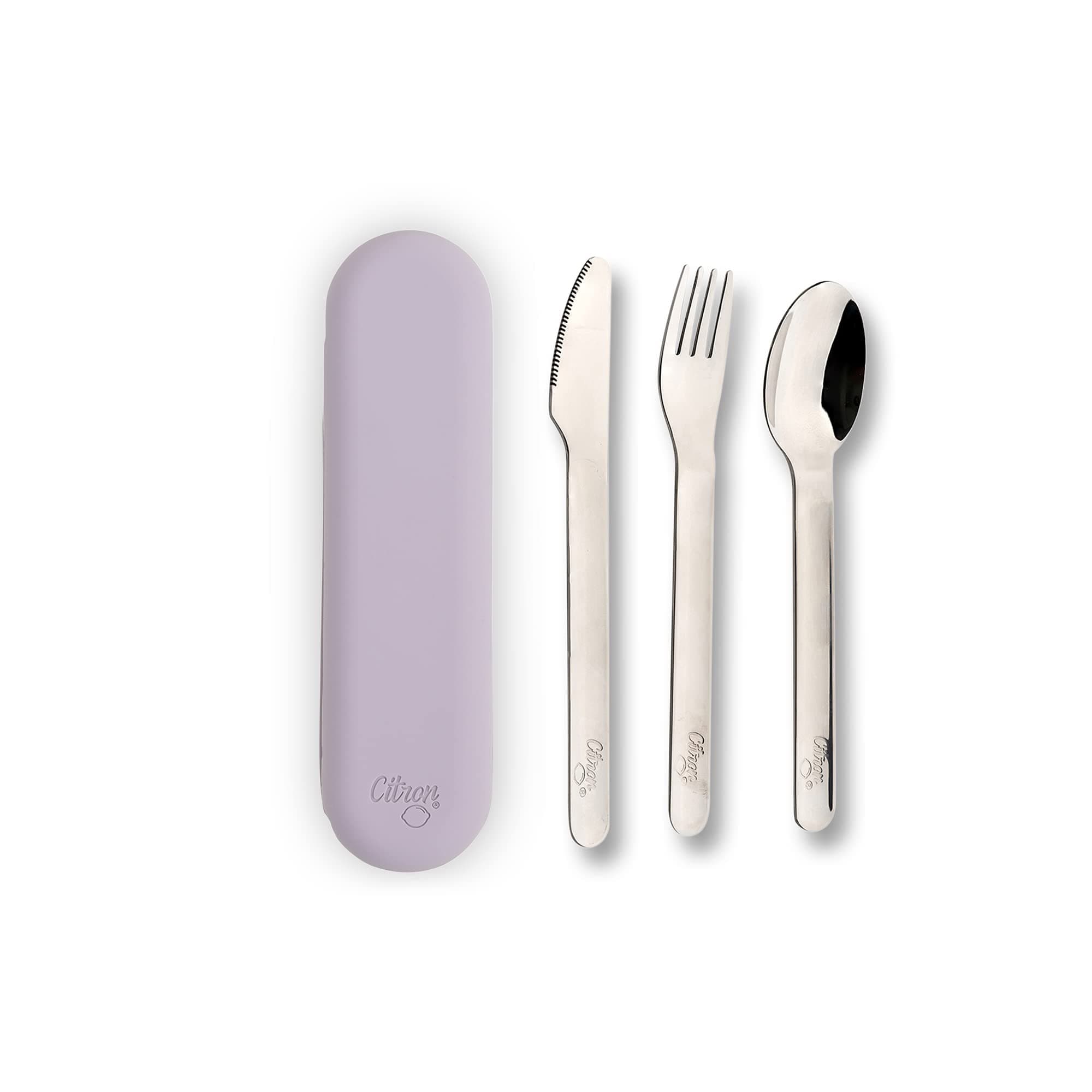 Stainless Steel Cutlery Set | 3 pc Silverware Fork, Spoon and Knife BPA Free Set for Kids- Purple