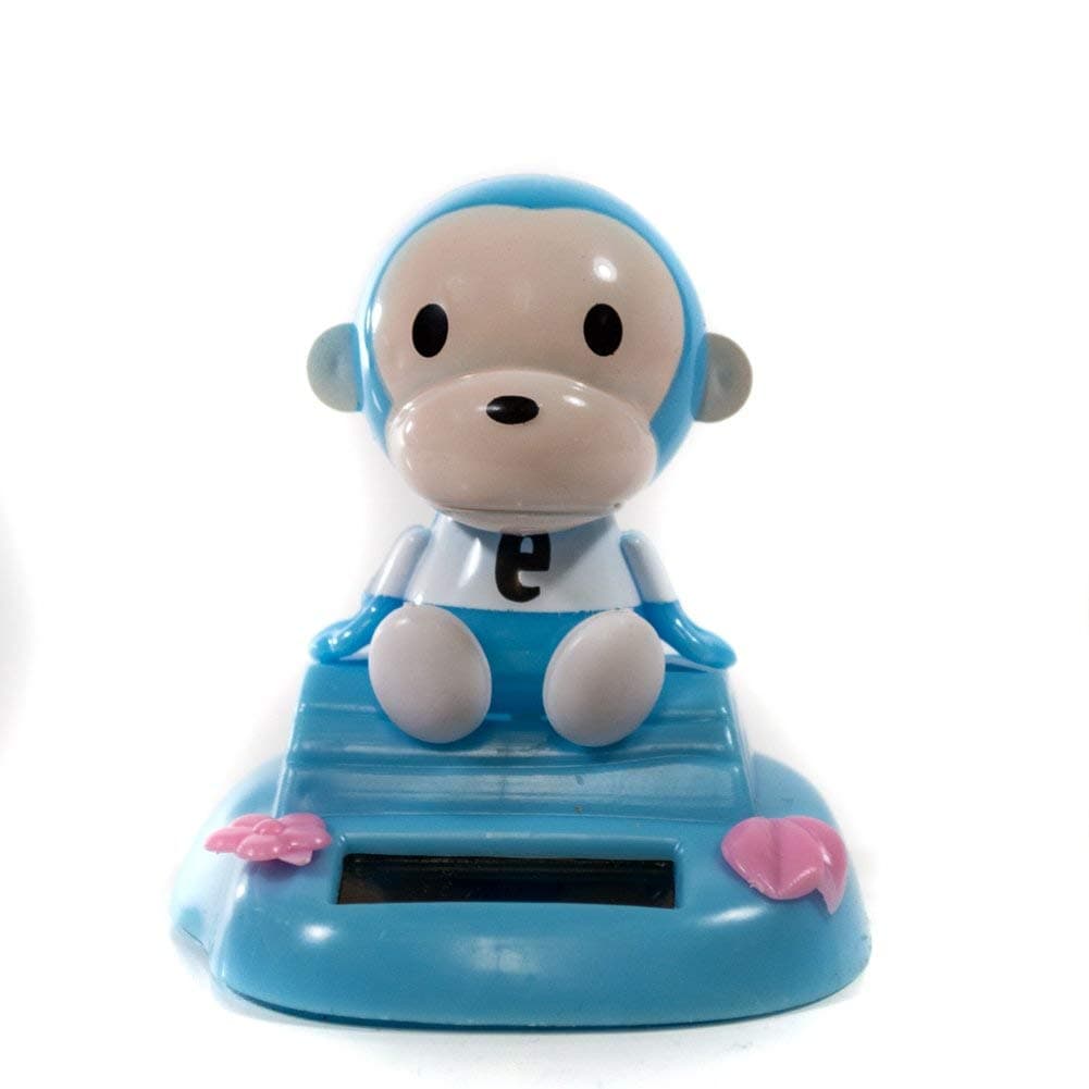 Lisbeth Dahl Solar Bobble Figure Monkey, Light Blue Moving figure with Solar power for car, office, windowsill. Solar Toy – Tivoli by Lisbeth Dahl.