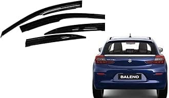 Malik AUTO Car Side Window Door Visor Rain Guard Compatible with Baleno 2022 Models ABS Flexible Plastic Non Breakable Set of 4 (New Baleno 2022)