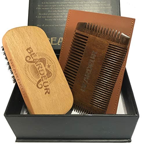 Handmade Beard Brush & Beard Comb Shaping Tool Kit for Mens Beards & Hair