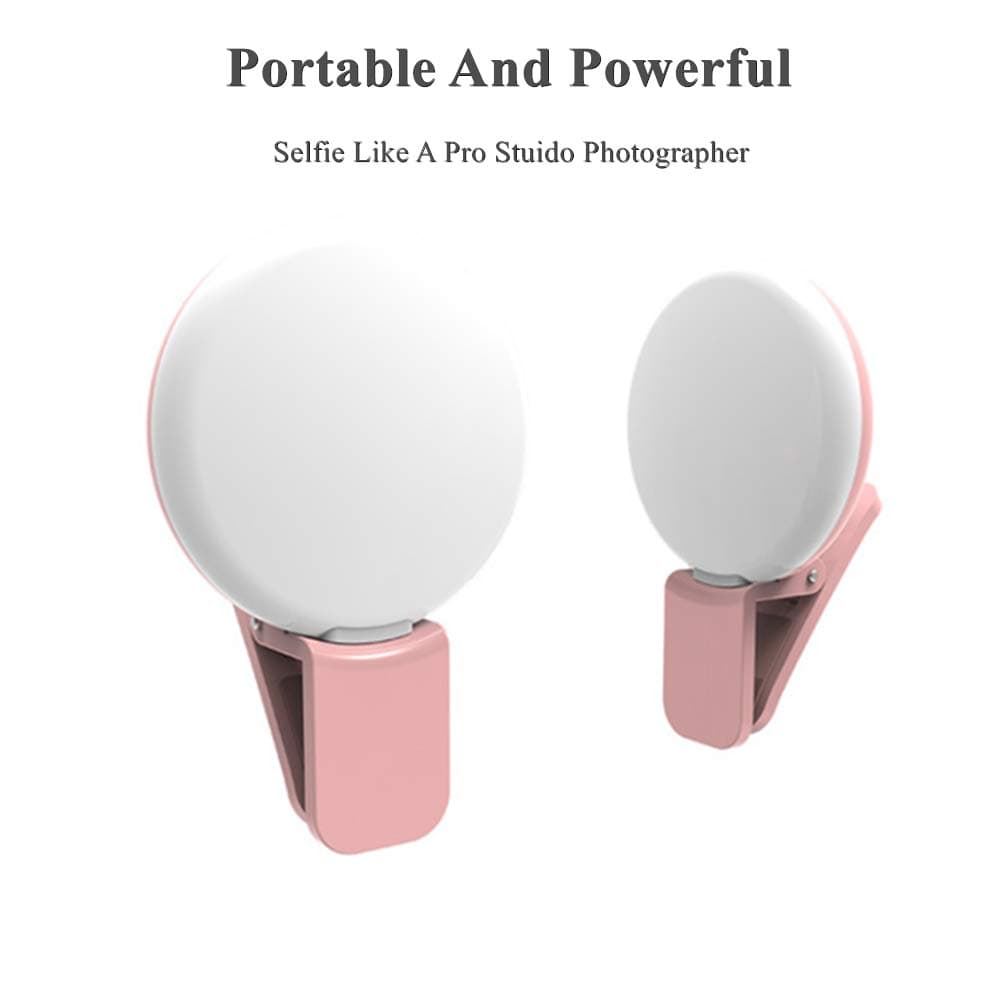 Selfie Ring Light,Mini Portable Pocket Ring Light for Phone Flattering Selfie Light with Rechargeable Battery. Extra 3 Level Brightness.
