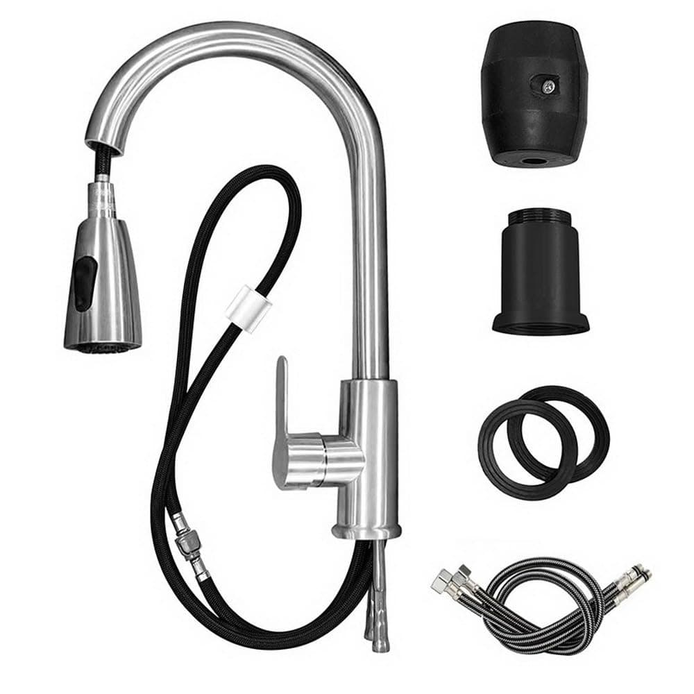 Anttyscar Kitchen Taps with Pull Out Spray - Single Handle Swivel Lever 360 Degree Movable Kitchen Mixer Taps - UK Standard Fittings -304 Stainless Steel Kitchens Tap