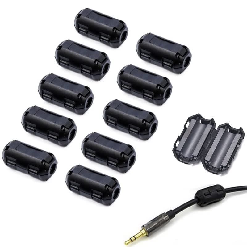 Clip-on Noise Filter,VSKEY[10pcs 5mm] Anti-interference High-Frequency Ferrite Core Choke Cable Clip for Home Audio System,Tvs,Speakers,Radio,Audio Equipment Noise Suppressor (0.2 inch inner diameter)