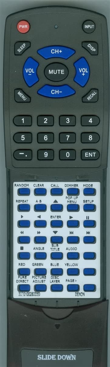 Replacement Remote for Denon RC-1111, DVD-A1UDCI, DVDA1UDCI