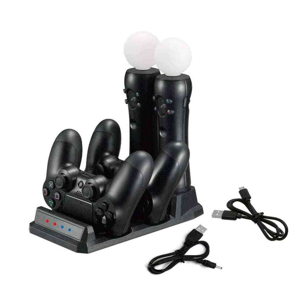 Seetwo Charging Dock Station for PS4 PSVR Controller Charger for PS4 PS Move Motion, 4 in 1 Charging Dock Charger Stand Fast Charging with LED Indicator