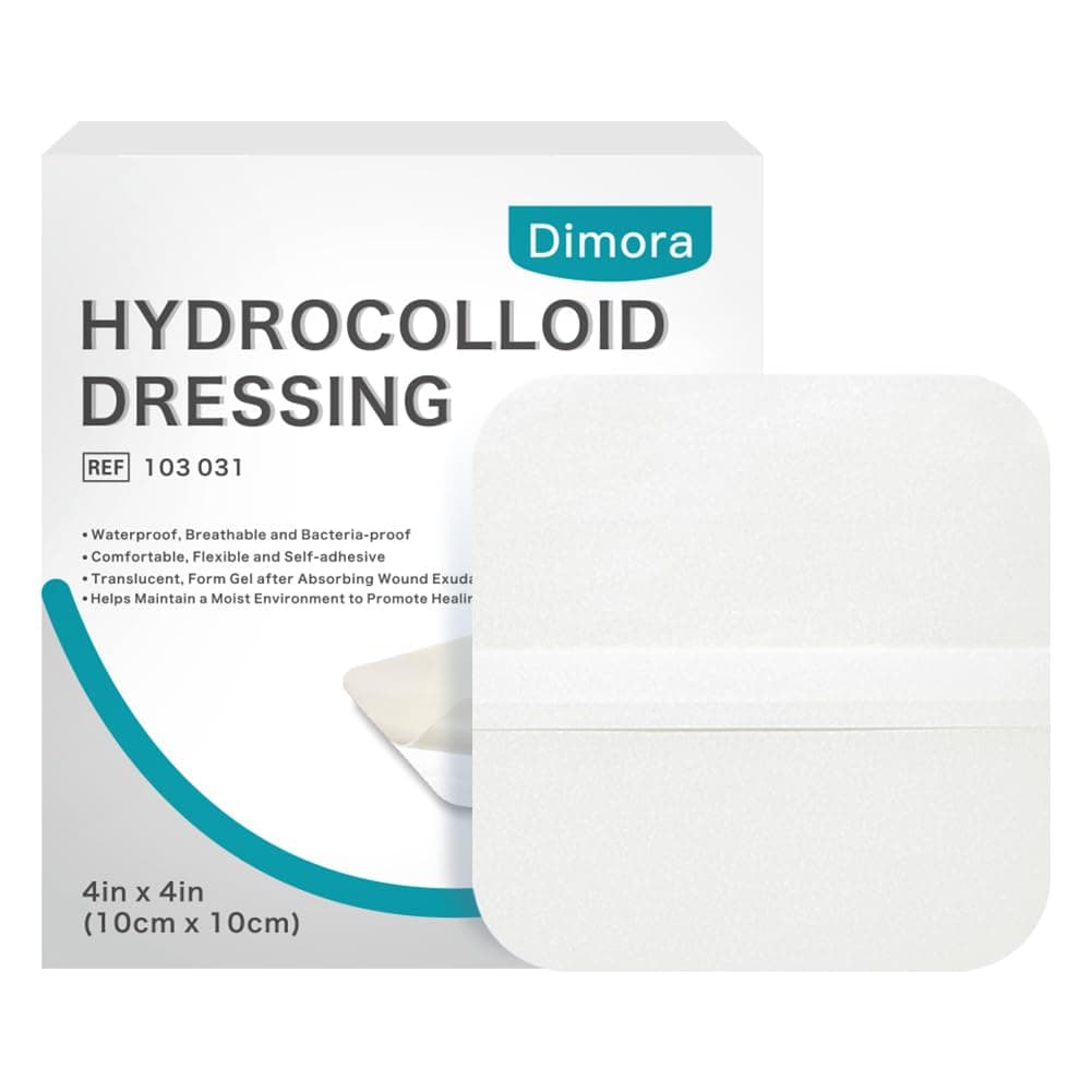 Hydrocolloid Wound Dressing, 10 Pcs Ultra Thin 4" x 4" Large Patch Bandages with Self-Adhesive, Fast Healing for Bedsore, Burn, Blister, Acne Care, Sterile and Waterproof