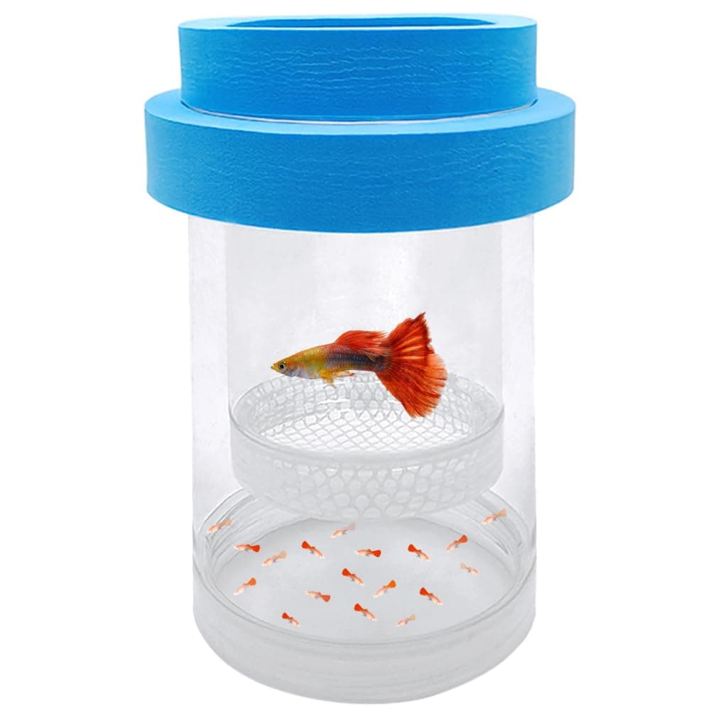Floating Fish Breeding Isolation Box for Aquarium Tank Plastic Mesh Hatchery Incubator Breeder Box for Baby Fish Betta Shrimp Clownfish Guppy (Blue, Small)