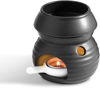 ComSaf Essential Oil Burner Wax Melt Burner with Candle Spoon, Aroma Aroma Burner Ceramic Oil Diffuser Candle Tealight Oil Warmer Yoga Spa Home Bedroom Decor Christmas Housewarming Gift