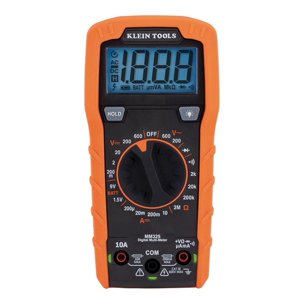 Klein Tools MM325 Multimeter, Digital Manual-Ranging 600V AC/DC Voltage Tester, Tests Batteries, Current, Resistance, Diodes, and Continuity,Black
