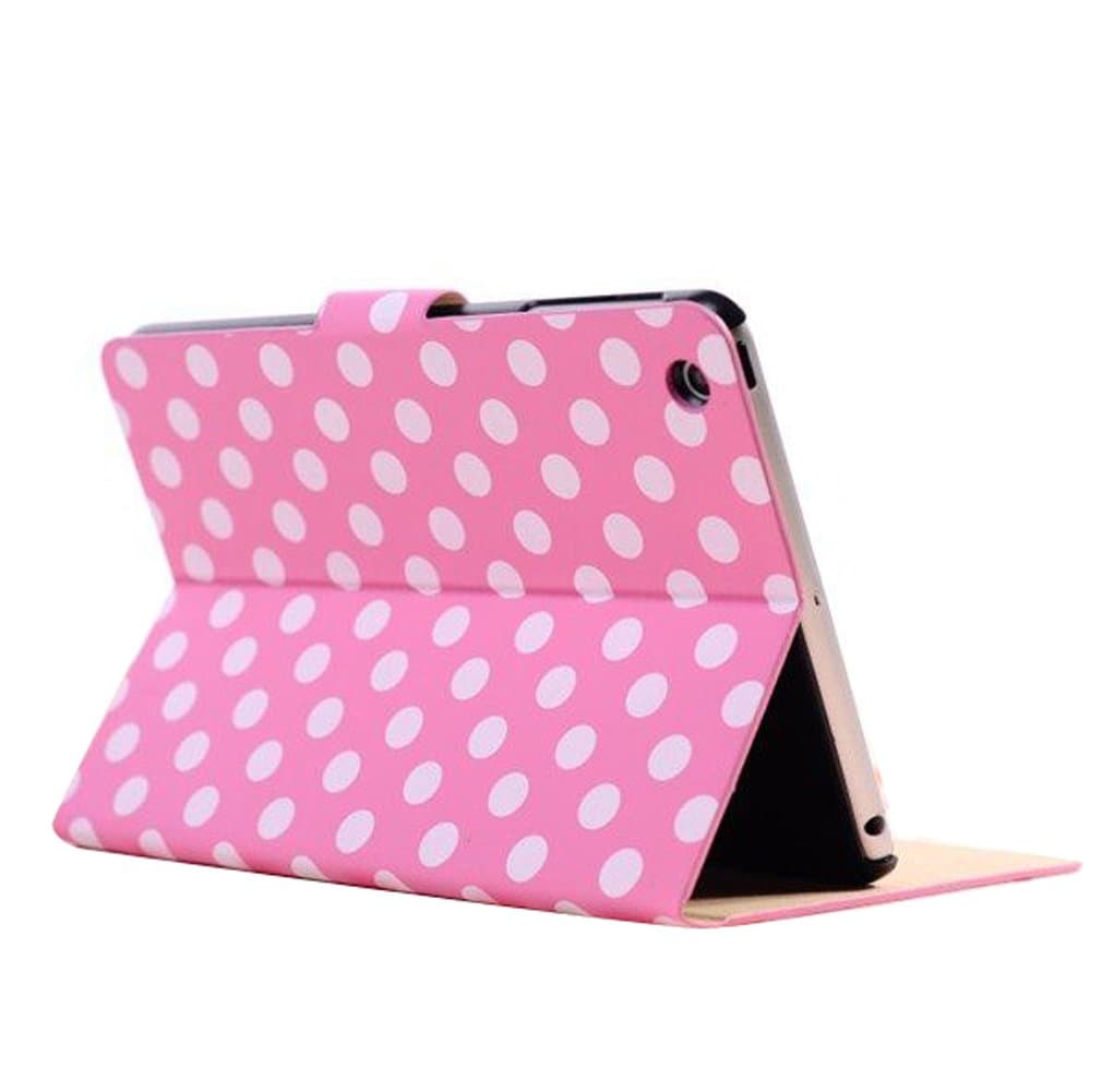 GreatCase PU Leather Smart Case Folio Flip Cover for Apple New iPad Mini 7.9 Inch with Built-in Stand Polka Dot Design (Hot Pink New)