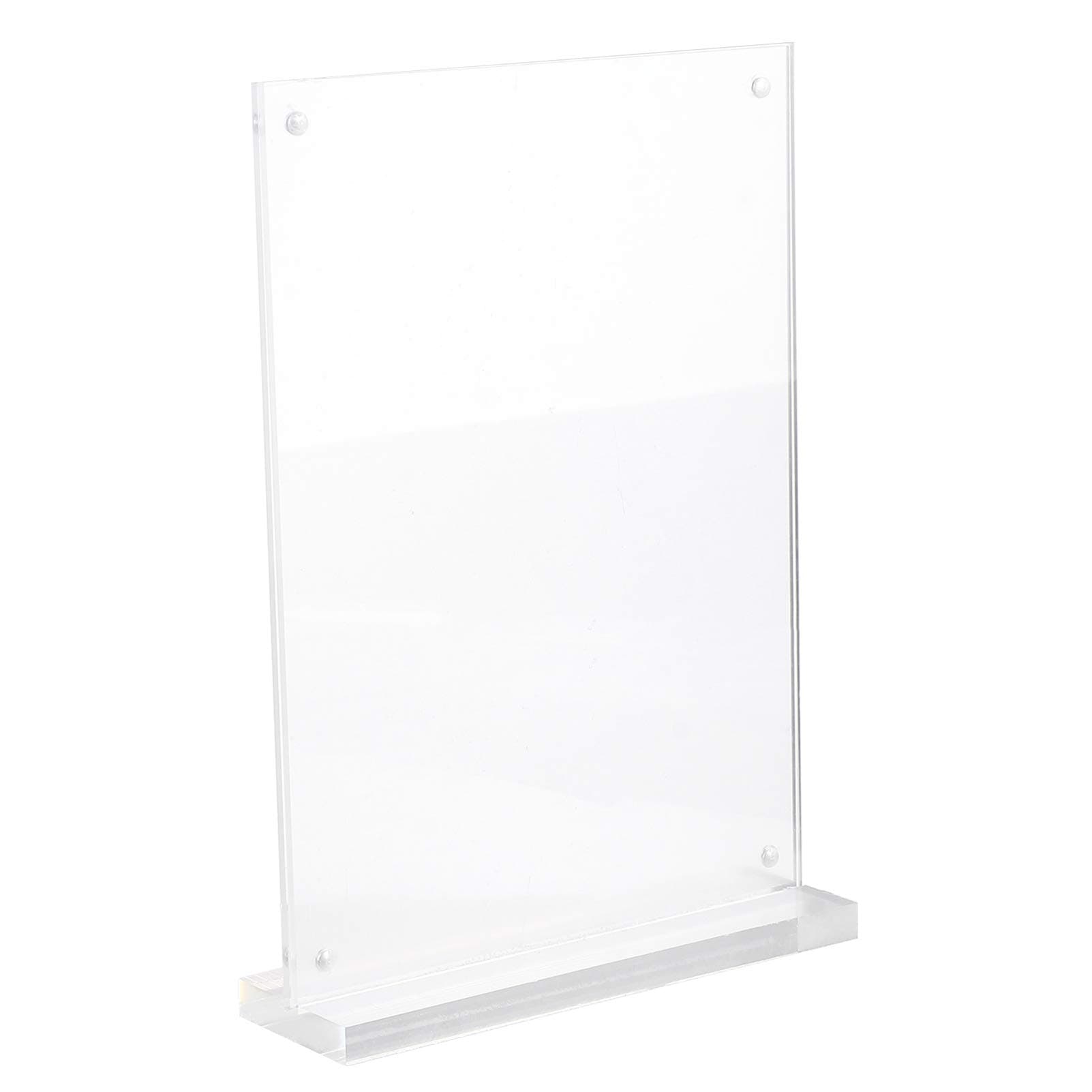 Hemobllo Acrylic Sign Holders T Shape Table Top Menu Display Stand Menu Ad Frame for Restaurants Promotions Photo Frames Classroom Vertical