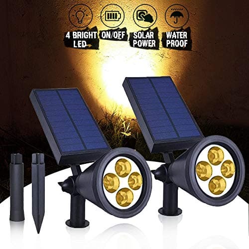Apissada Solar Powered Spot Light 4 LED Solar-Lights 2 in 1 Waterproof for Outdoor-Garden Decoration Walkway Patio (Multicolored) 2 Packs