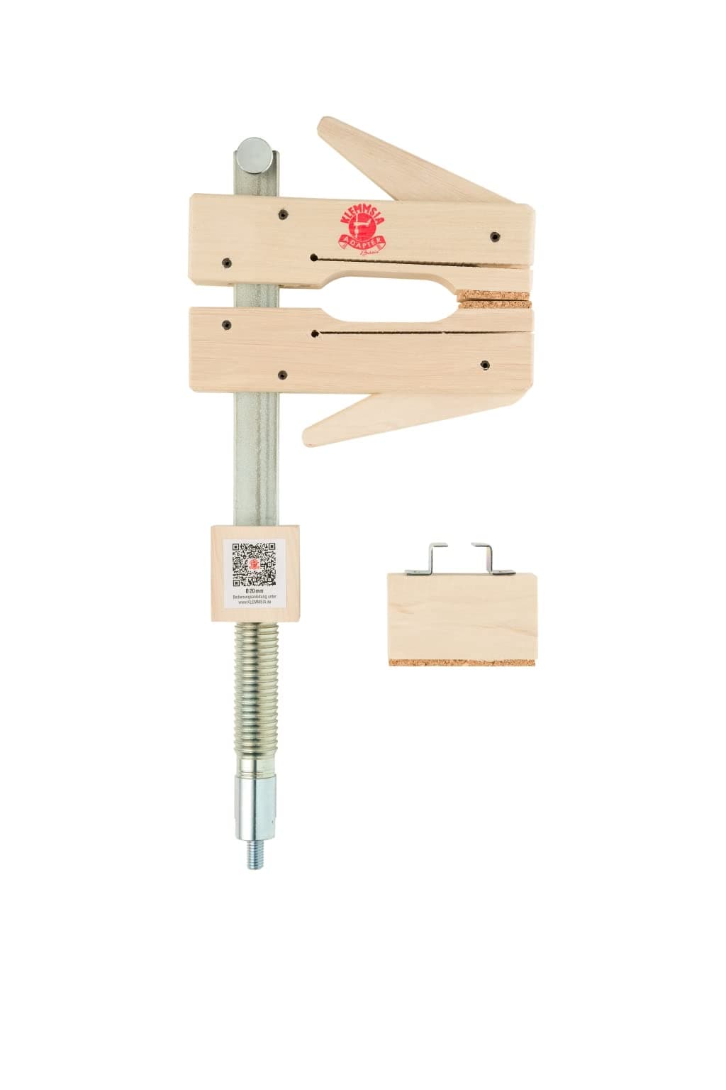 KLEMMSIA® Adapter basic set with 90° clamping arm, 150 mm span width and projection, 20 mm spigot diameter