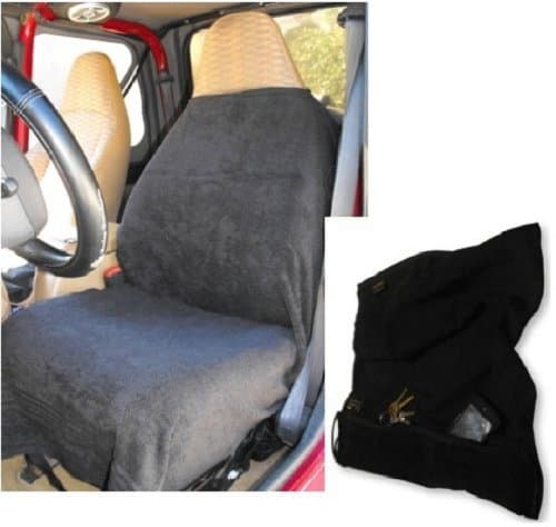 SALE SAVE & YOU GET BOTH-Workout Combo Includes Car/Truck Seat Towel Cover and Gym Sweat Towel With Zipper Pockets-Both are Black