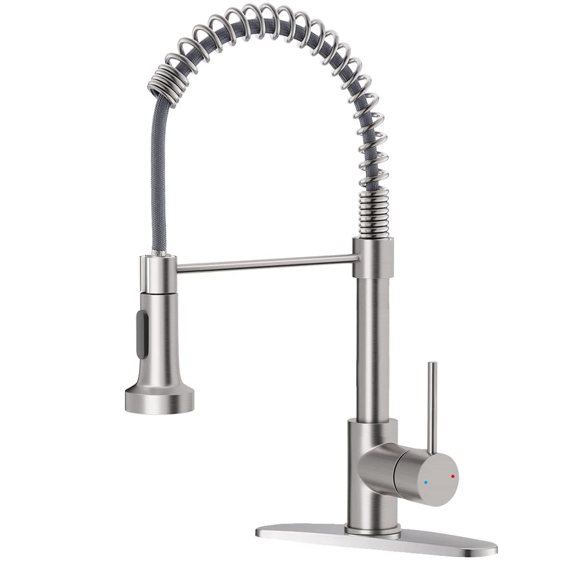 OWOFAN Kitchen Faucet with Pull Down Sprayer Brushed Nickel Stainless Steel 1 Handle Pull Out Spring Sink Faucets 1 Hole Or 3 Hole Dual Function for Farmhouse Camper Laundry Utility Rv Wet Bar