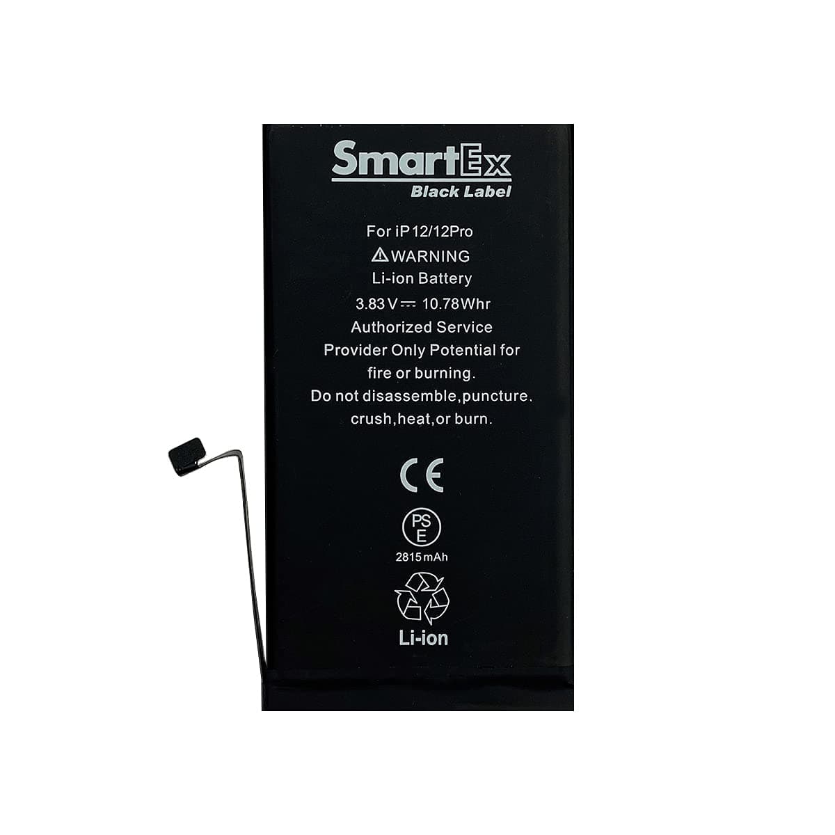 Smartex® Black Label Battery compatible with iPhone 12/12 Pro - Capacity 2815 mAh | 2 Years Warranty