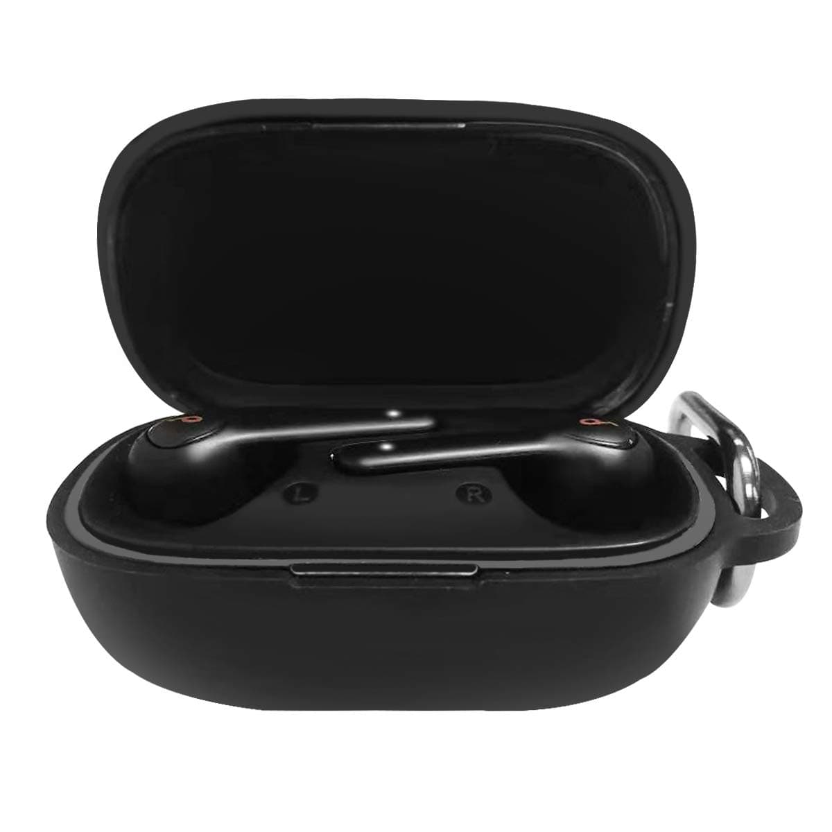 Portable Case for Anker Soundcore Life P2, Full Protective Drop- Proof, Anti-Lost & Shockproof Easy Carrying Silicone Case with Keychain (Black)