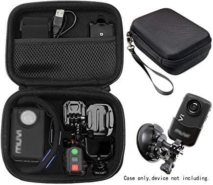 CaseSack Case for Body camera, action camera like Veho VCC003, VCC005 MUVI HD10, HDPRO, PNZEO F5, Transcend TS32GDPB10A, Pyle PPBCM9, Miufly 1296P, R-Tech HD Night Version camera, SD card Pockets