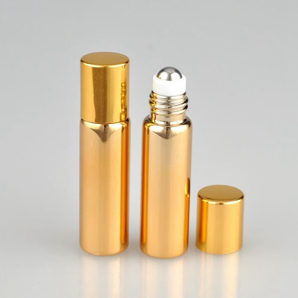 5ML Roller Ball Glass Perfume Bottle Refill Bottles Atomizer Empty Travel Spray Scent Pump Case for Perfume Essential Oil Eye Gel Gold