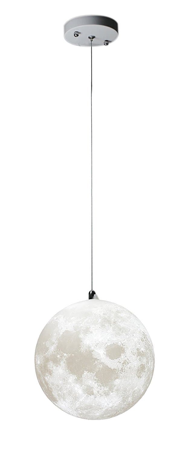 Moon Pendant Lamp 3D Printing Ceiling Light 3200K 6500K E26 LED Bulb Included 8"/20cm Diameter