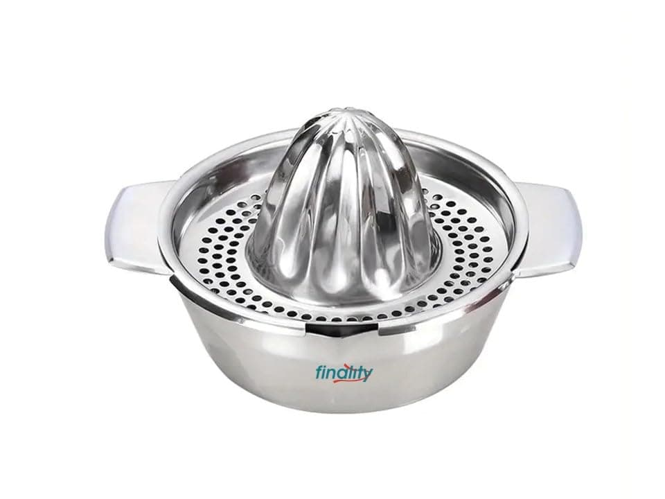 finality Heavy Duty Hand Press Manual Fruit juicer|Orange Squeezer Bowl for Citrus Lemon Mausambi Strainer with Easy Pour Spout Lock It Hand Juicer Maker Mosambi Press Juice Mixer,Silver,Pack of 1