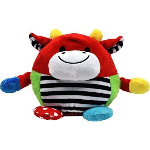 Round Animal Plush - COW with Rattle Inside