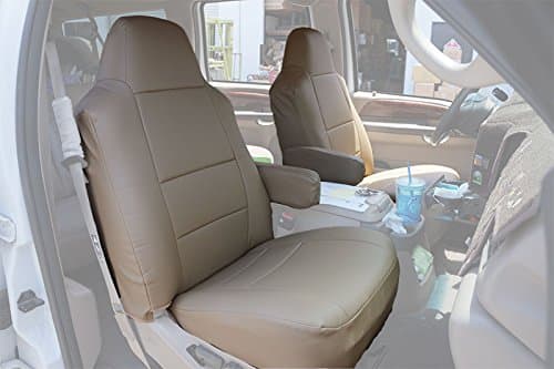 Iggee Beige Artificial Leather Custom Made Original fit Front seat Covers & 2 Armrest Covers Designed for 2000-2005 Ford Excursion