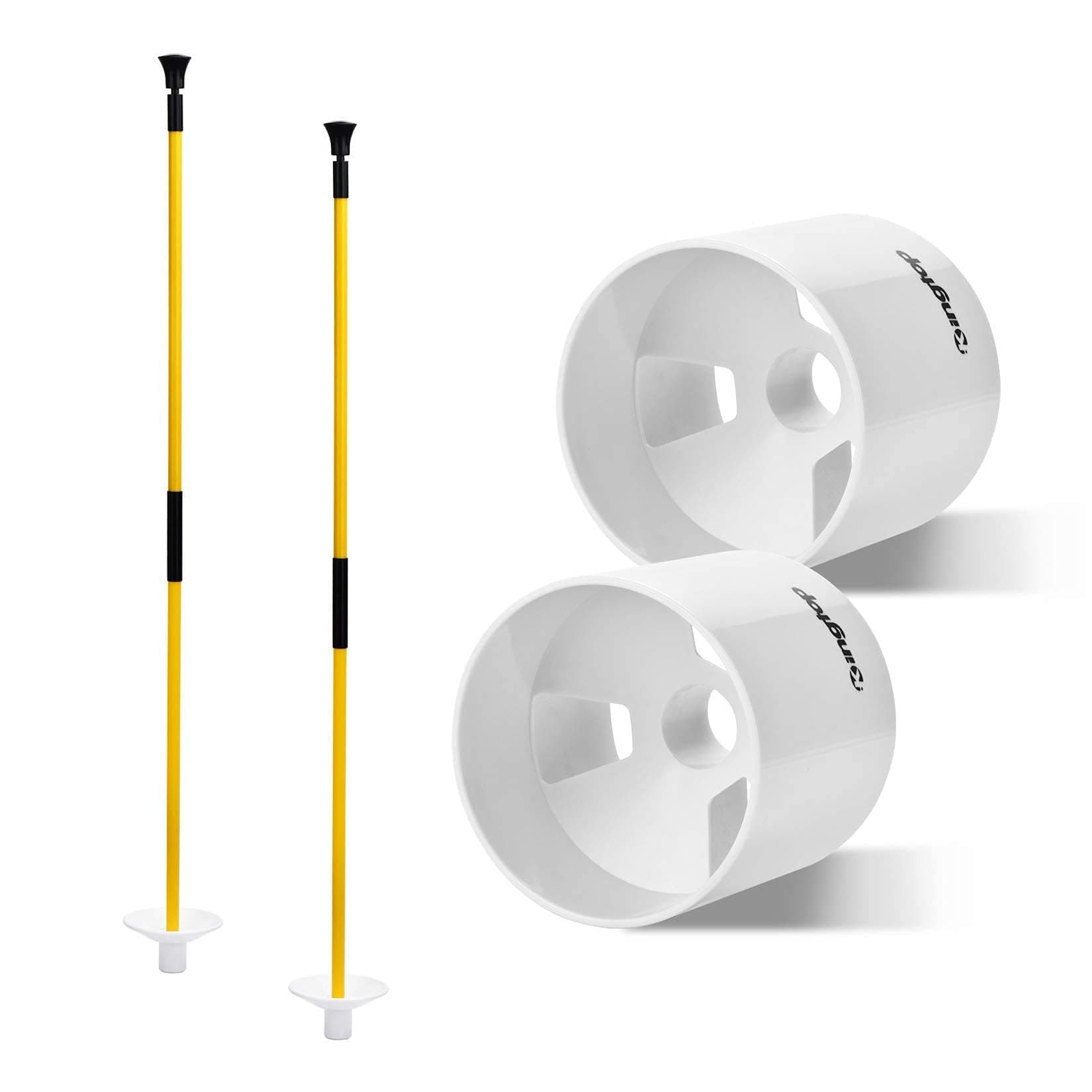 KINGTOP Golf Hole Cup Flagpole Set for Practice Putting Green, 4” Putting Cup Fit PGA | LPGA | USGA Regulations, 2-Section Flag Stick Design, 3 Feet, 2-Pack