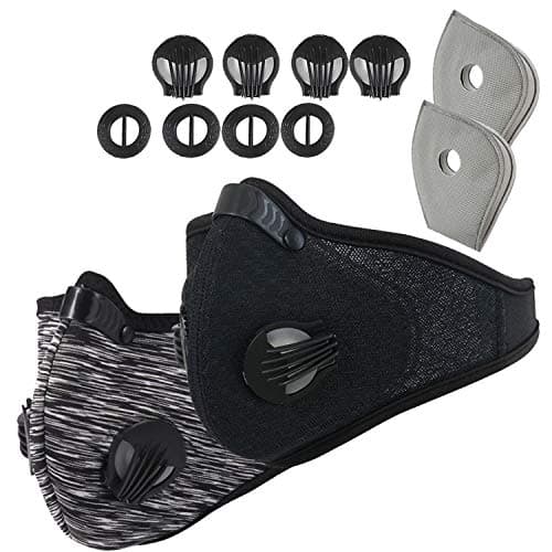 Infityle Dustproof  Masks - Activated Carbon Dust Mask with Extra Filter Cotton Sheet and Valves for Pollution,Anti Pollen Allergy, PM2.5, Running, Cycling,Woodworking,Outdoor Activities（Black+Gray）