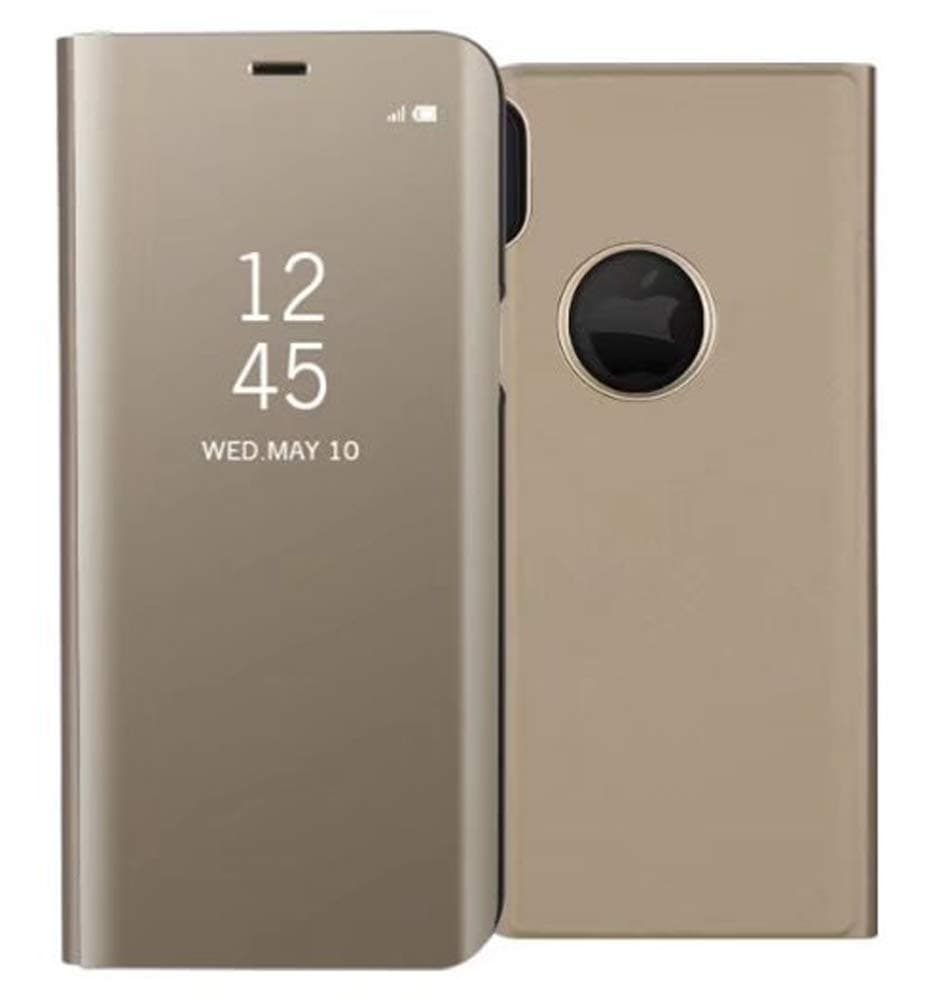 Annymall Smart Case for iPhone Xs Max, Luxury Mirror Screen Window View Translucent Flip Slim Hard Mirror Stand Kickstand Cover for Apple iPhone Xs Max 6.5 INCH(2018)(Gold)