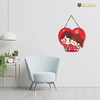 Artvibes Cute Couple Wall Hanging For Home Decor | Couple Gifts | Items for Girlfriend Boyfriend Husband Wife | Living Room Decoration | Art Piece for Bedroom (WH_8310N)