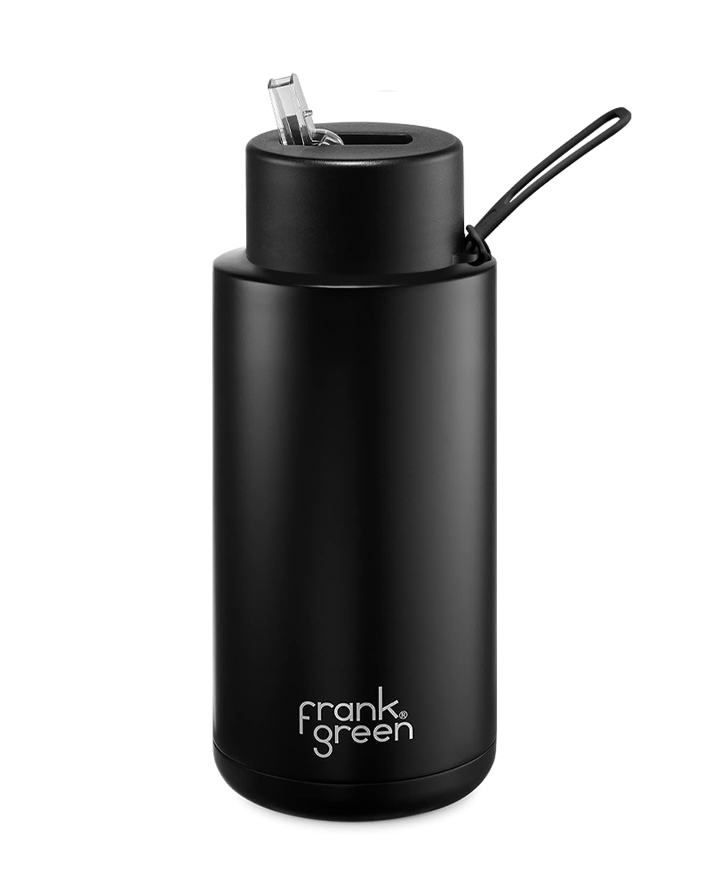 Ceramic Reusable Bottle with Straw Lid, 1 L (34oz) Capacity, Midnight