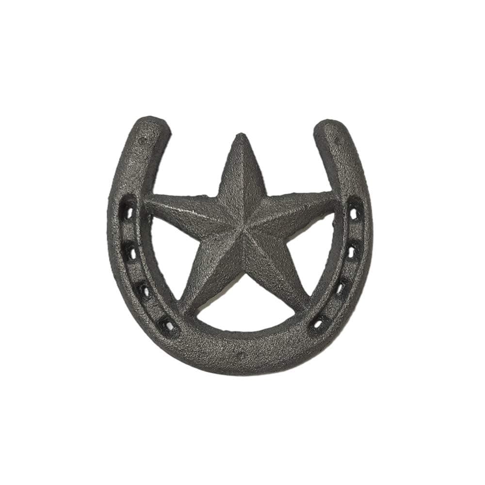 D-Doner Cast Iron Horseshoe with Star Wall Decor, Medium Horseshoe Durable Cast Iron for Indoor Or Outdoor