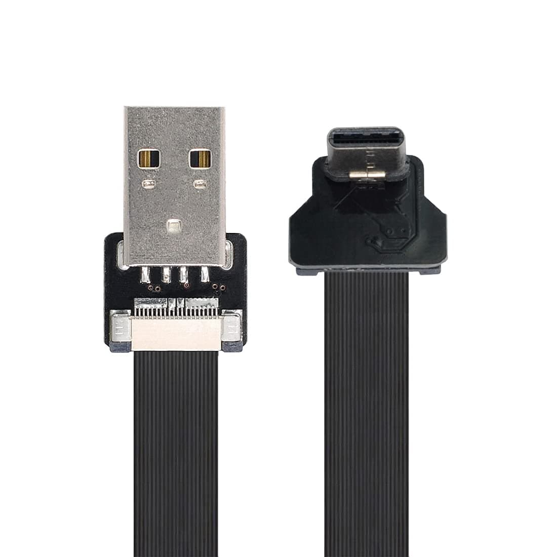 chenyang USB C Flat Cable USB 2.0 Male to USB C Male 90 Degree UP Angled Ribbon Flex Extension Cable Adapter 0.2M