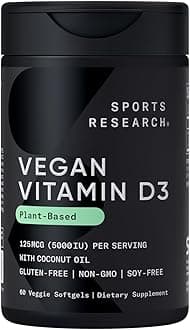 Vegan Vitamin D3, 125 mcg (5,000 IU), 60 Veggie Softgels