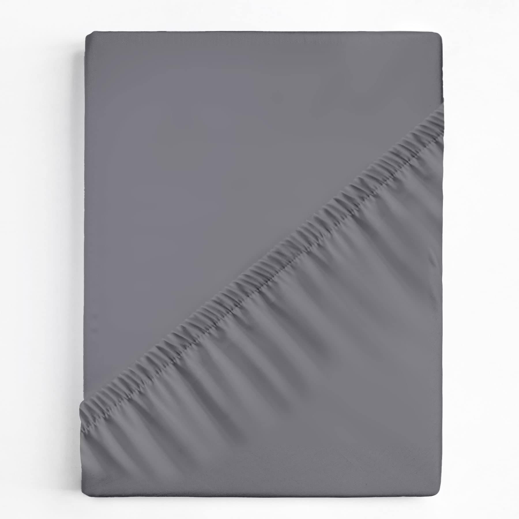 LuxClub SuperKing Fitted Sheet Bedding with 45cm Depth, Extra Deep Soft Cooling Bed Sheets Microfiber Fabric Ease Care Soft & Comfortable Fade Resistant - Grey, Super King